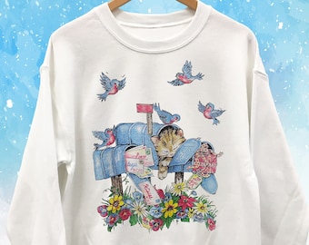 Cat Special Delivery Sweatshirt Unisex -  Vintage Cat/kitten Art