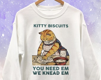 Kitty Biscuits Sweatshirt Unisex - Cat Making Biscuits Vintage Art