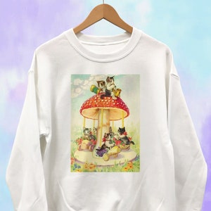 Cats on Mushroom Carousel Sweatshirt Unisex
