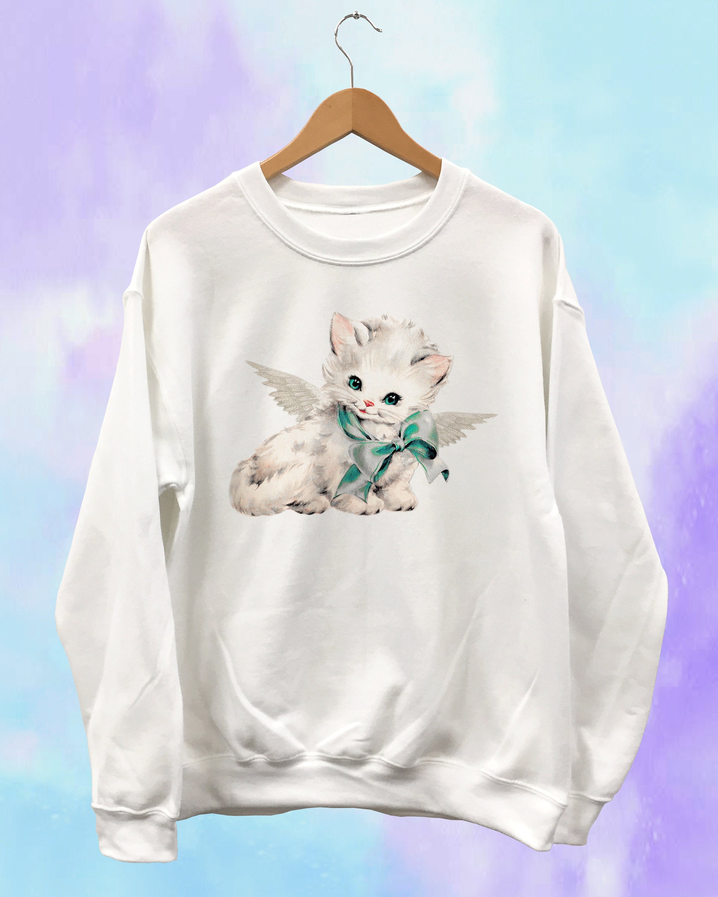 トップス vintage angel cat sweat Angel Kitty Sweatshirt Unisex / T-shirt Unisex - Vintage Style Cat