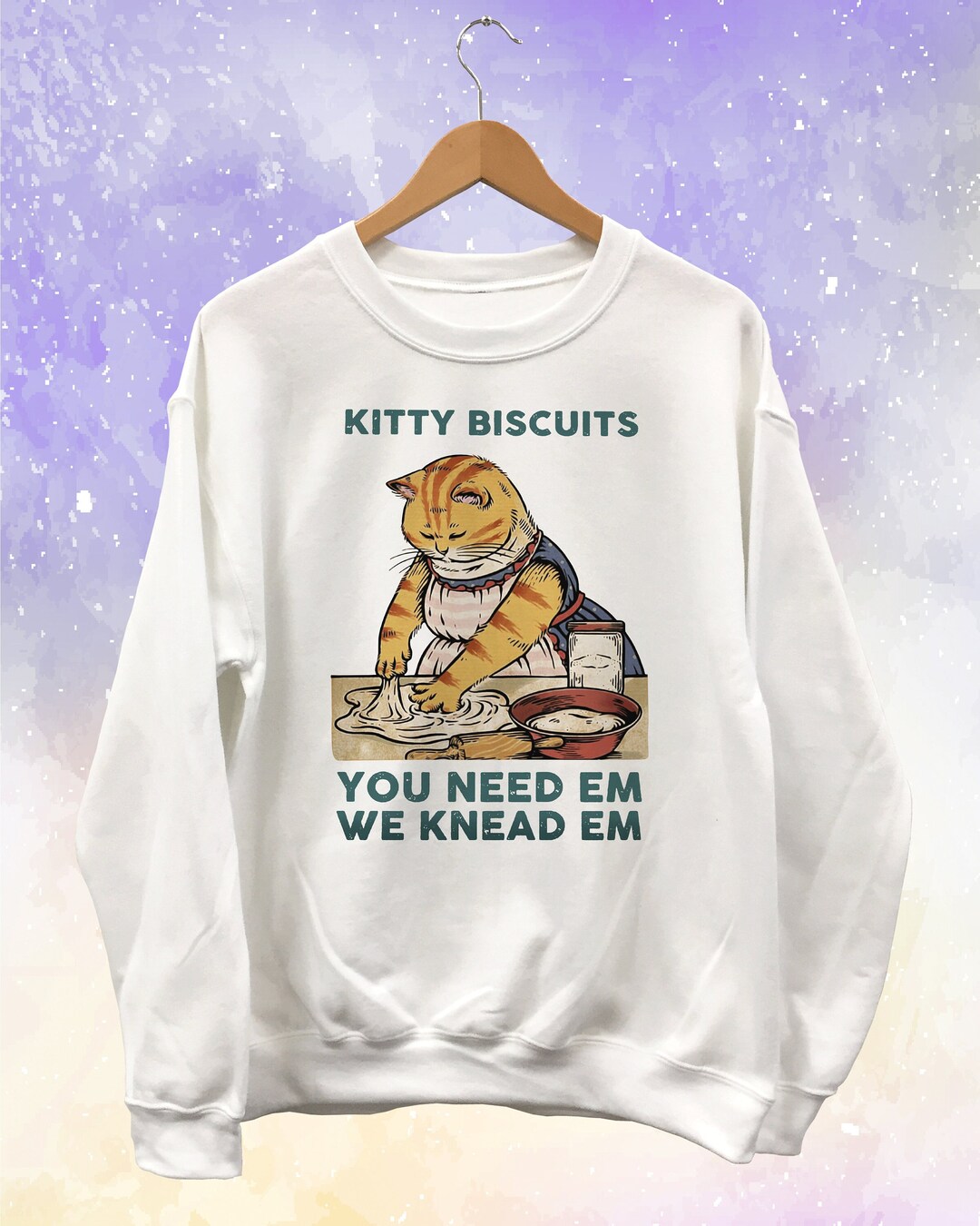 Kitty Biscuits Sweatshirt Unisex Cat Making Biscuits Vintage - Etsy