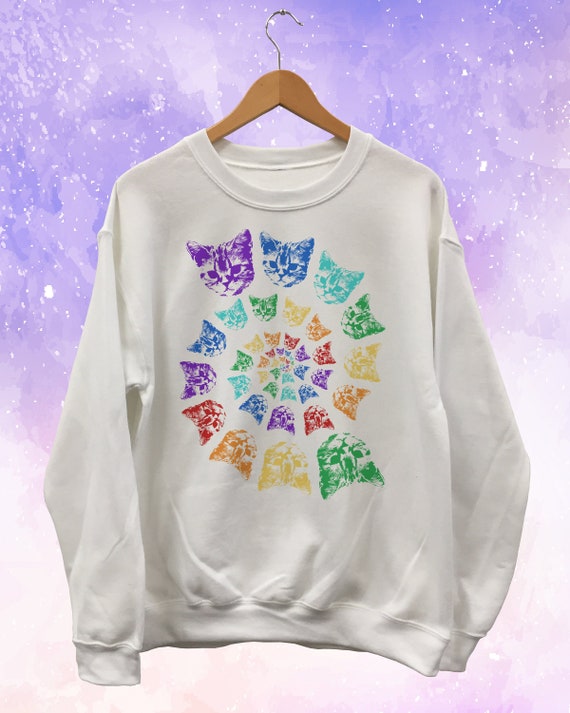 Spiral Cat Rainbow Sweatshirt - Etsy 