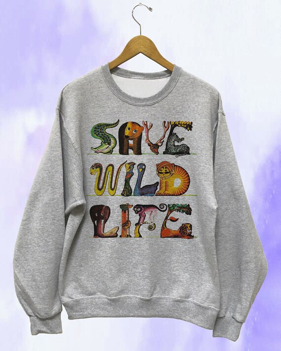 Save Wild Life Vintage Animal Art Sweatshirt Unisex
