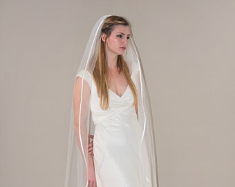 Waltz Length Wedding Veil: Satin Edge, USA Bridal Illusion Tulle