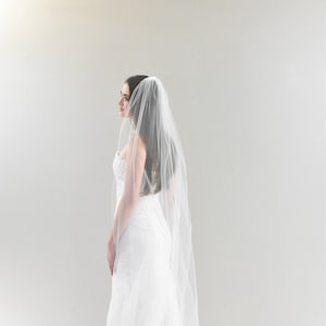 Sheer Cathedral Wedding Veil: 108&quot; Pencil Edge, Metal Comb