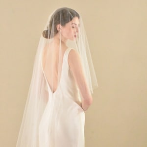 Two Tier Fingertip Veil: Minimalist Bridal Illusion, Metal Comb