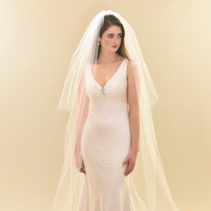 Cathedral Wedding Veil with Blusher: Two Tier, Long Bridal Veil