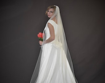 Cathedral Wedding Veil: 108" Satin Trim, Metal Comb