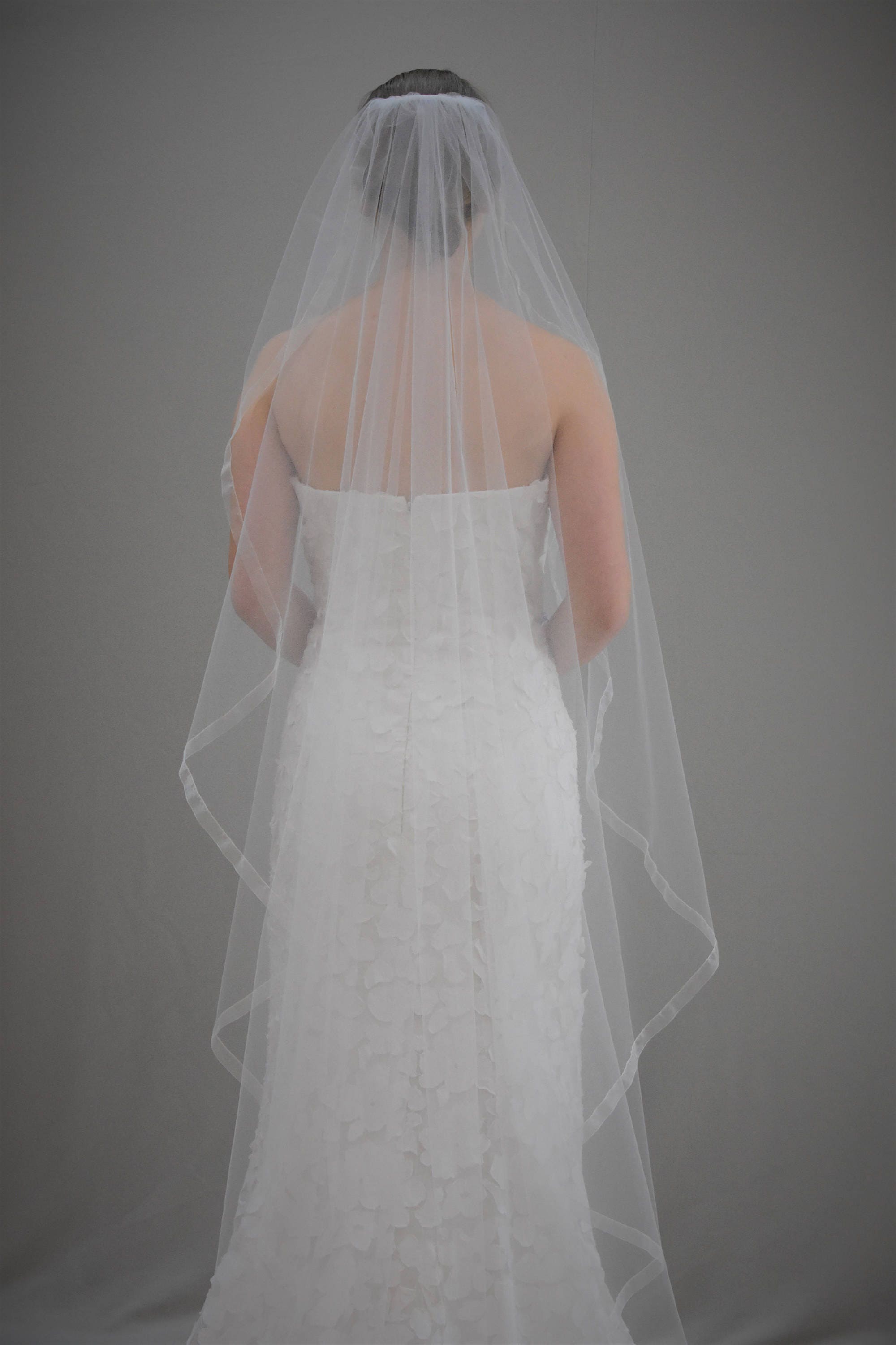 Angel Cut Floor Length Veil Organza Veil Waltz Length Veil Etsy