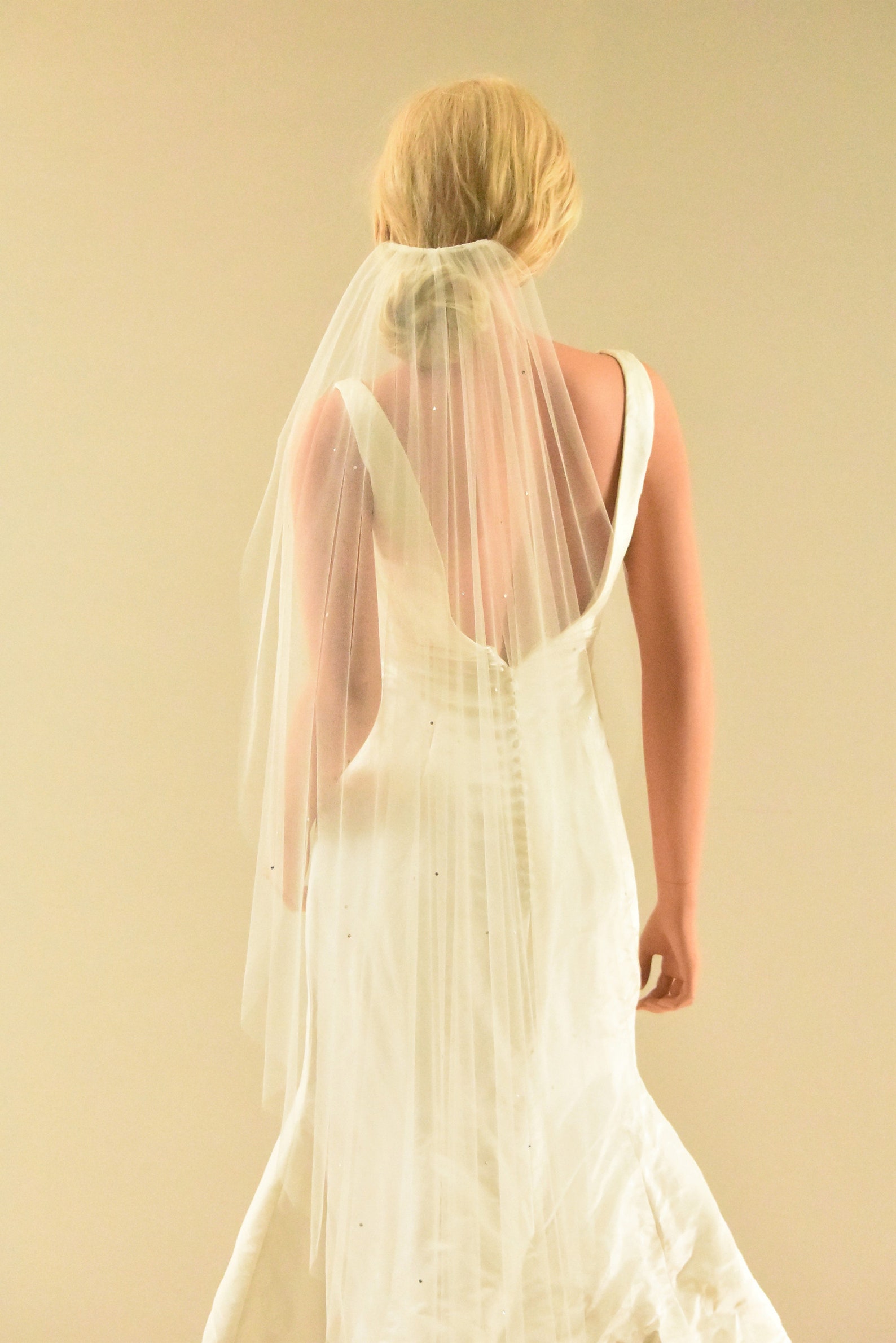 Elegant Modern Design Angel Cut Veil with Swarovski Crystals Etsy