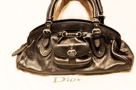 Christian Dior Black Leather Tote Bag