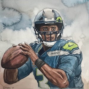 Russell Wilson Seahawks Watercolor