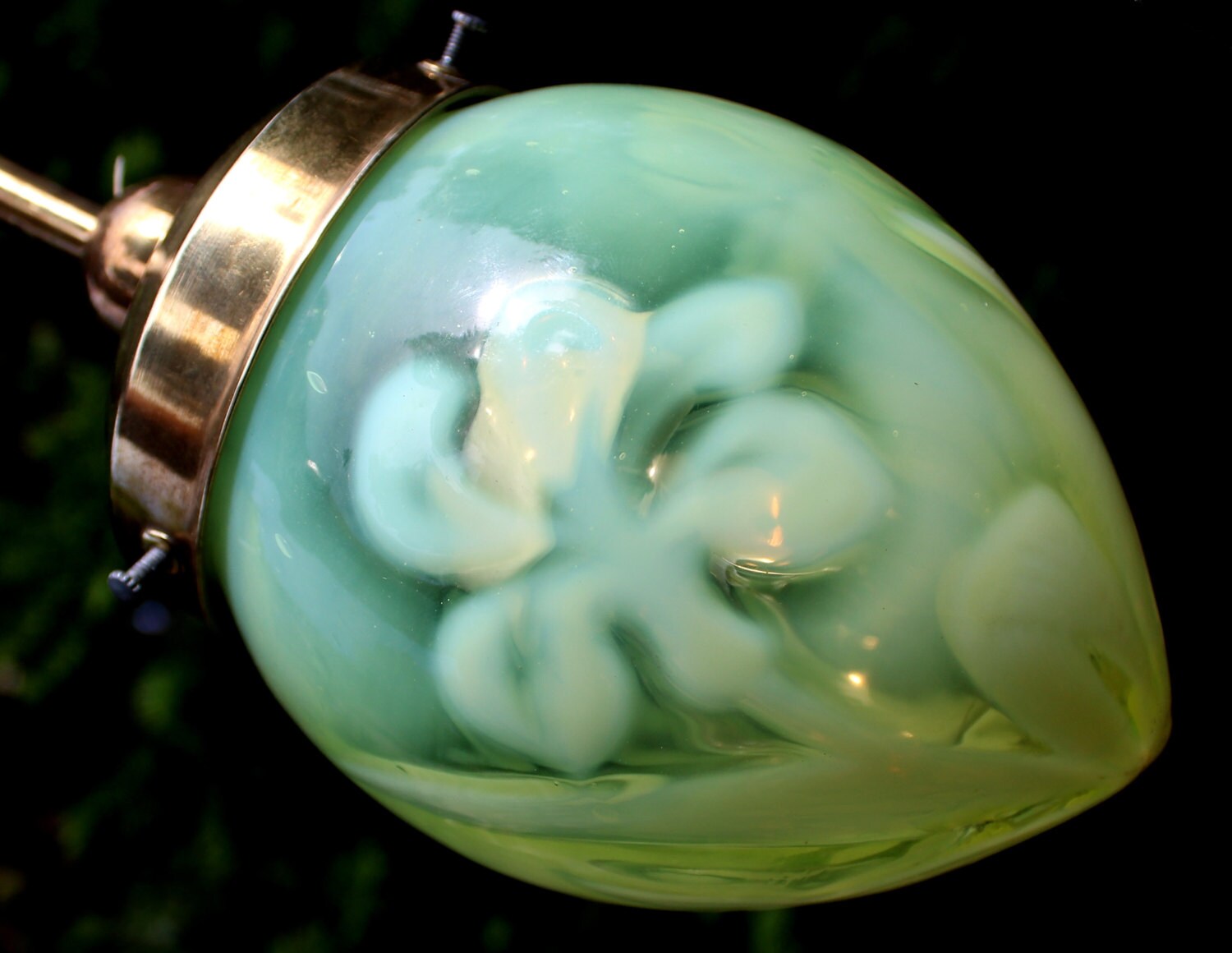 Sweet ART NOVEAU URANIUM Vaseline Glass Lantern Art Deco | Etsy