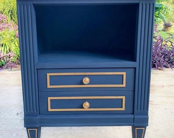 Navy Nightstand Etsy