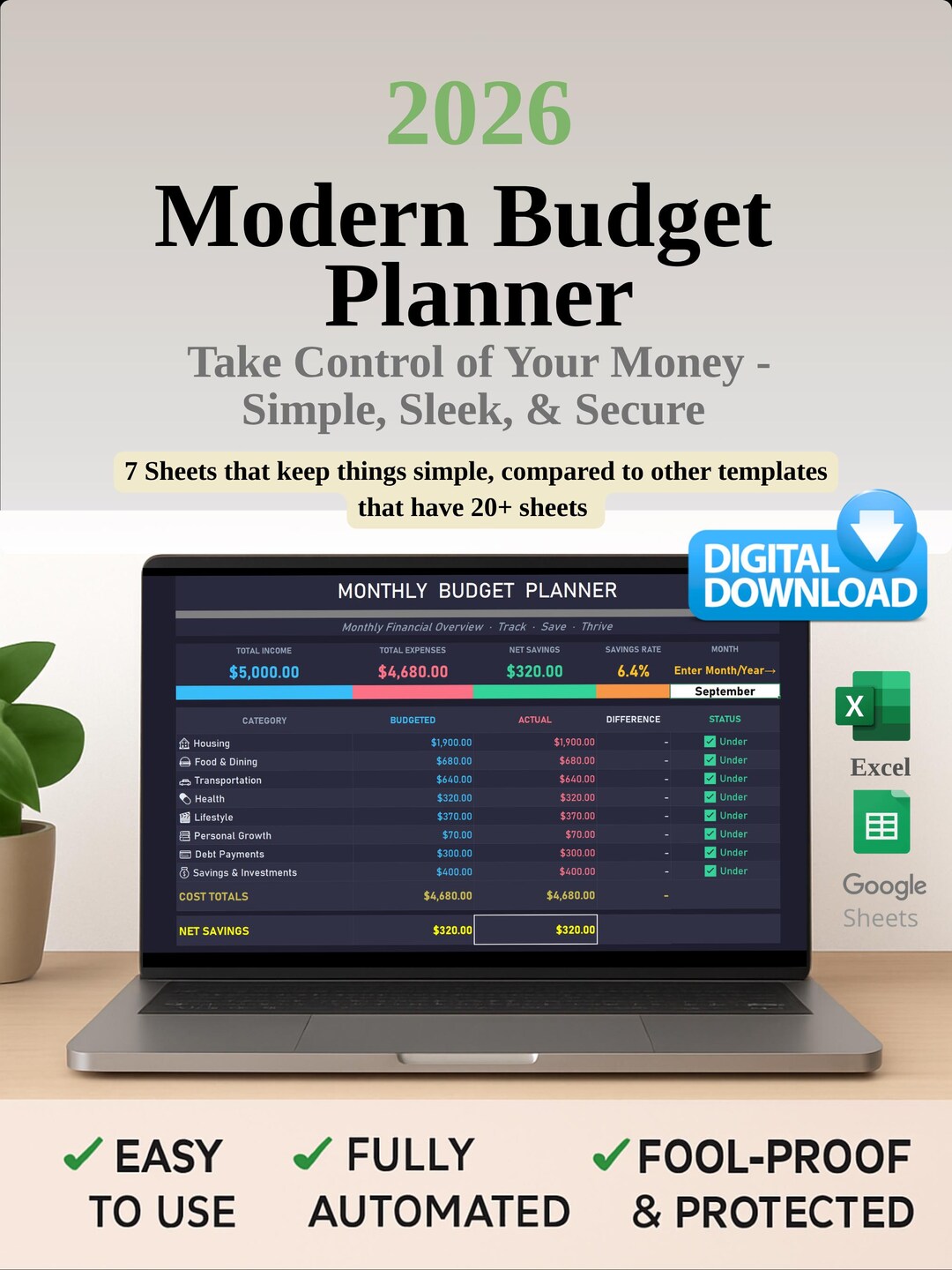 2026 Modern Budget Planner | Expense Tracker, Debt Payoff (digital ...