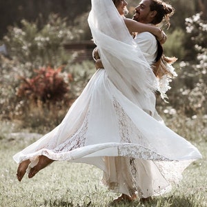 Beach Wedding, Gypsy, Boho, Hippy, Unbleached Natural Cotton, Off white, Lillian Maxi Halter image 3