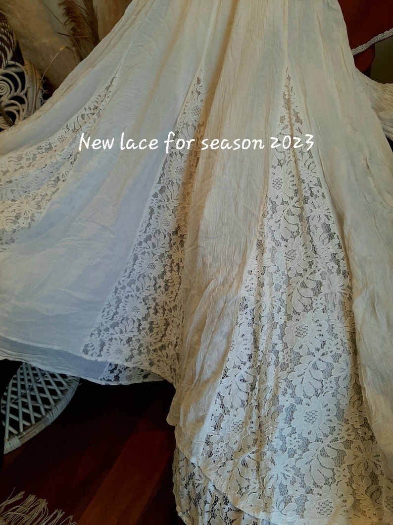 Beach Wedding, Gypsy, Boho, Hippy, Unbleached Natural Cotton, Off white, Lillian Maxi Halter image 9