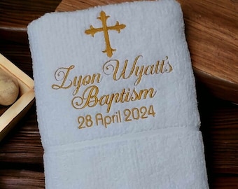 Personalised Embroidered Religious, Christening, Naming Day, Baptism, Towel