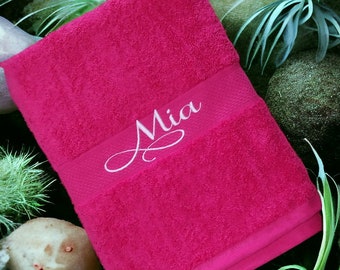 Girls Personalised/Customised Embroidered Plush Bath Towel, Any name