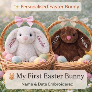 Personalised Easter Bunny – Plush Embroidered Bunny Rabbit | Custom Name Soft Toy | Easter Gift Australia