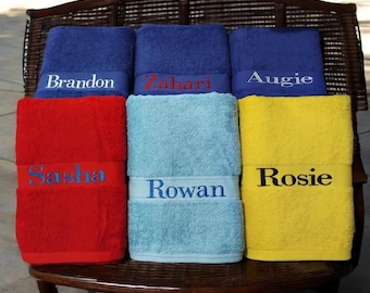 Personalised Children’s, Adults Towel with Name | Custom Kids Bath Towel | Embroidered | School & Swim | Australian Made Embroidery