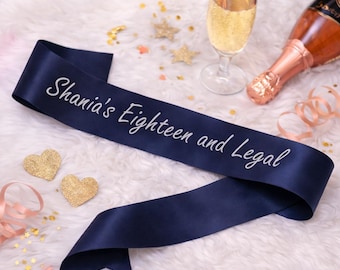 18th Birthday Satin Sash | Personalised 18th Birthday Party Sash Gift