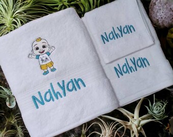 JJ Personalised Embroidered Plush Towel Set with any Name