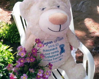 A Moment In Our Arms A Lifetime In Our Hearts Embroidered Infant Loss Angel Cubbie Bear
