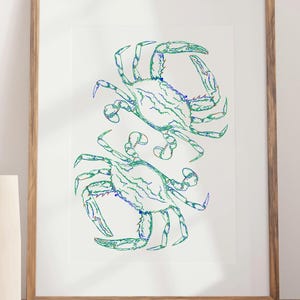 Louisiana Blue Crab Poster, Nautical Wall Decor, Coastal Kitchen Art, Crab Lover Gift, Seafood Art Print, Beach House Decor, Abstract Art