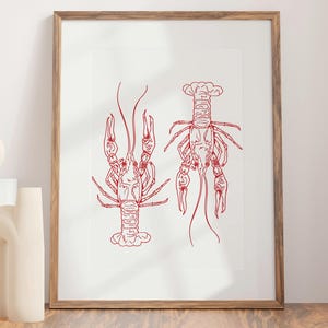 Matte Vertical Poster, Louisiana Crawfish Print - Hand-Drawn Red Crawfish Art, Southern Kitchen Decor, Cajun Wall Art, Seafood Lover Gift,