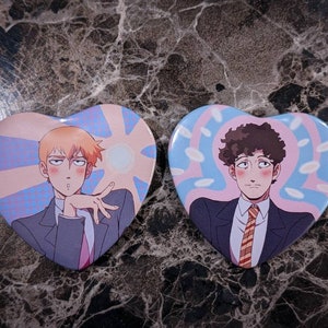 reigen & serizawa heart pin badge set