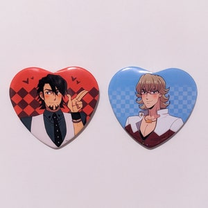 tiger and bunny - barnaby brooks - kotetsu kaburagi - heart pin badge set