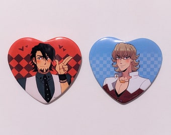 tiger and bunny - barnaby brooks - kotetsu kaburagi - heart pin badge set