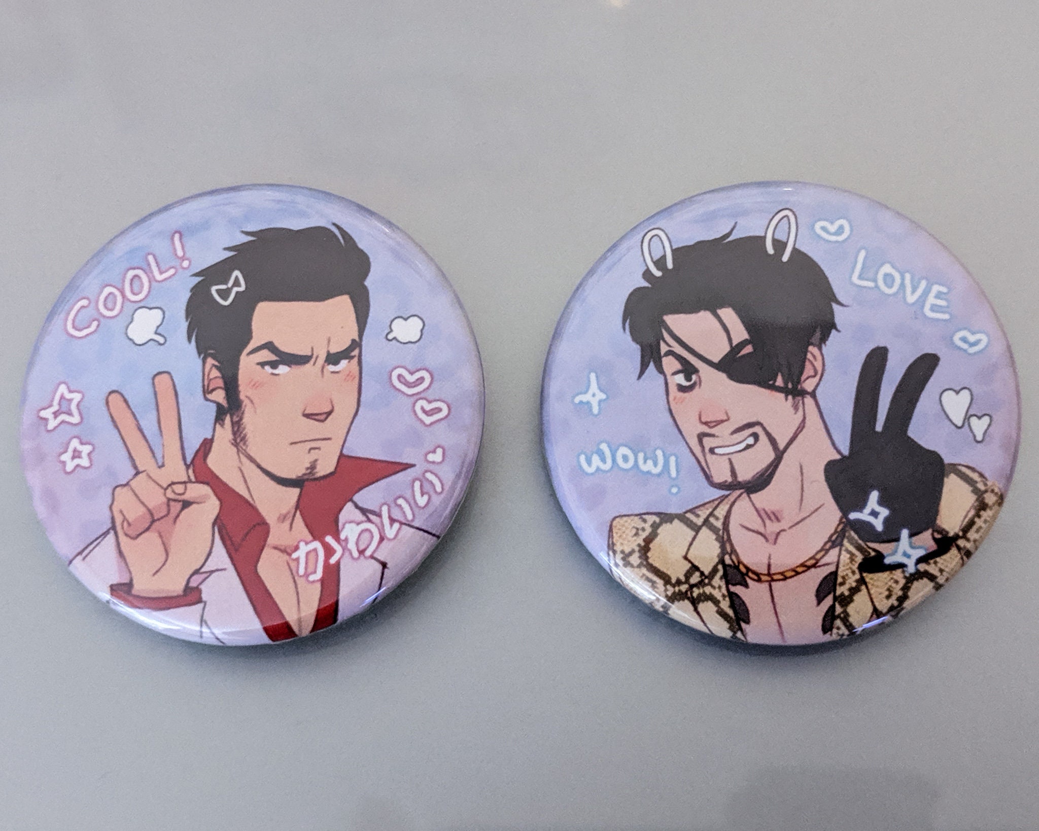 Yakuza Kiryu & Majima Purikura 1.75" pins