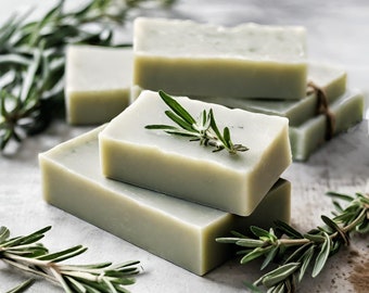 100 % Grass Fed Tallow Soap with Organic Rosemary and Mint, Handmade Bar Soap, Herbal Soap, Natural Soap