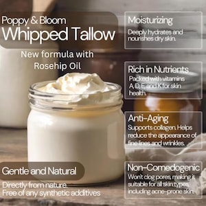 Whipped Tallow Face & Body Butter: Grass Fed, Non-Comedogenic - 8 oz