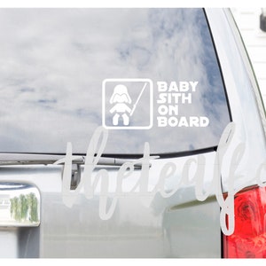 Baby Sith On Board Vinyl Decal, Star Wars, Dark Side, New Parent GiftGift,, Car, Window, Decal Sticker