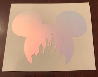 Holographic Mickey Ears Disney Decal | Car Decal | Princess Castle Ears Decal | Window Sticker | Disney Gift | Laptop Decal