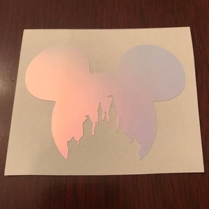 Holographic Mickey Ears Disney Decal | Car Decal | Princess Castle Ears Decal | Window Sticker | Disney Gift | Laptop Decal