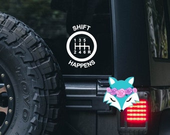 6 speed Gear Stick Shift Car Vinyl Decal, Manual, Endangered Species, Shift Happens, Window Sticker, Gift, Laptop Decal | Yeti Decal