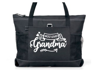 Meist geliebte Oma Gigi Nana Mimi Tragetasche, Muttertagsgeschenk, Muttertagsgeschenk Frau, Canvas, Reißverschluss, schwere Tragetasche, Taschen, Carryall