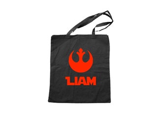 Star Wars Rebel Alliance 100% cotton Tote Bag With Name, Personalized, Not So Scary Party, Lightweight Library Tote Bag