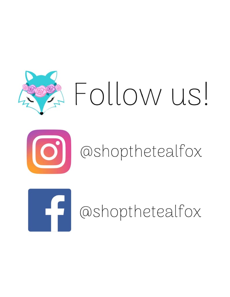 K&ouml;nnte beinhalten: Folge uns! @shopthetealfox auf Instagram und Facebook.