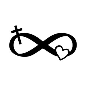 Infinity Cross Heart Vinyl Decal, Car, Laptop, Window, Yeti, Water Bottle Sticker, Religious, Christian, Faith, Love, Gift Decal