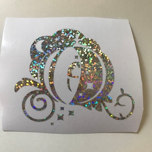 Holographic Glitter Princess Cinderella Carriage Vinyl Decal, Car, Laptop, Window, Yeti, Sticker