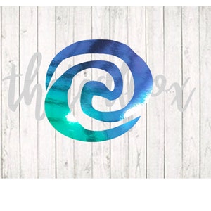 May include: A blue and green spiral design with a water-like pattern. The design is reminiscent of the ocean and waves.