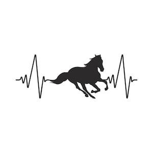 Horse Heartbeat Vinyl Decal, Car, Laptop, Yeti, Window, MacBook, Sticker, Equine, Equestrian, Horses, Gift