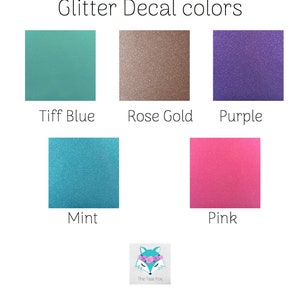 K&ouml;nnte beinhalten: Eine Tabelle mit verschiedenen Glitzer-Dekorfarben. Die Farben sind: Tiffany-Blau, Ros&eacute;gold, Lila, Mint und Pink.