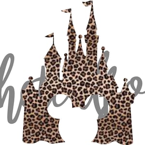 Leopard Print Disney World Cinderella Castle Vinyl Decal, Car, Laptop, Window, Yeti, Sticker