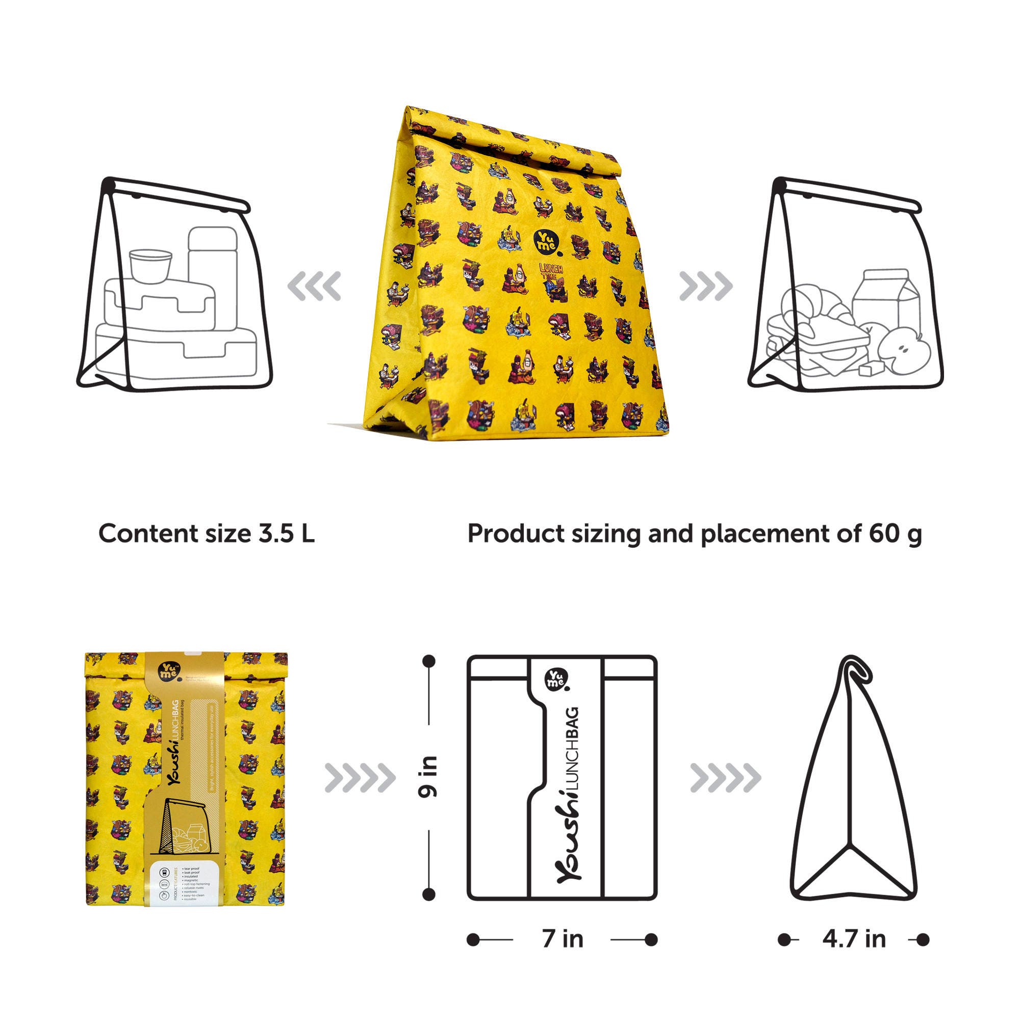 YUME Reusable Lunch Paper Bag Lunch Sacks Women Girls Etsy